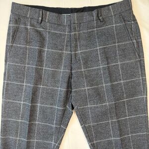 Selected Homme (Danish Brand) Men's Grey Plaid Trousers, US 40R, UK 40R, EU 50